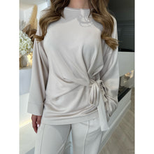 Cream Tie Detail Wide Sleeve Lounge Set