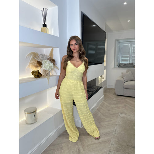 Lemon V Neck Crochet Jumpsuit