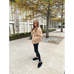 Camel Teddy Aviator Style Jacket