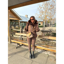 Chocolate Brown Faux Fur Short Hooded Puffer Coat