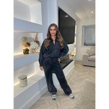 Charcoal Grey Acid Wash Bomber Lounge Set