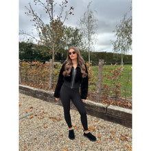 Black Faux Fur Zip Short Bomber Jacket