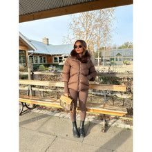 Chocolate Brown Faux Fur Short Hooded Puffer Coat