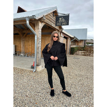 Black Scarf Detail Poncho Cape