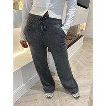 Grey Drawstring Knitted Straight Leg Joggers