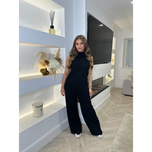 Black High Neck Fine Knit Lounge Set